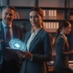 Skydda företagets information säkert med extern arkivhantering Konceptuell bild som visualiserar övergången från resurskrävande intern informationshantering till en effektiv lösning hos en specialiserad extern partner.